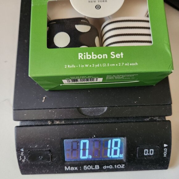 Kate Spade New York Target Ribbon Set 2 Rolls 1 In W X 3 Yd Polka Dot & Striped - Picture 5 of 5